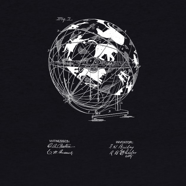 Terrestro sidereal globe Vintage Patent Hand Drawing by TheYoungDesigns